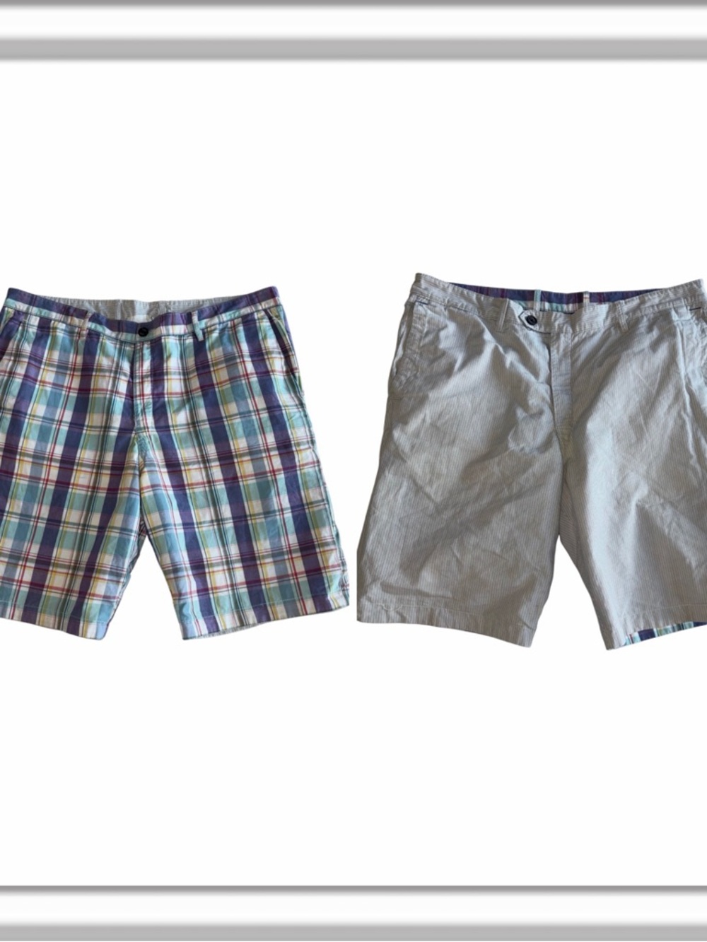 Tommy Bahama Reversible Chino Shorts Mens Size 40 Plaid Stripes 10” Inseam